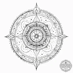 Tattoo sketch a zodiac symbol with elements o... - эскиз тату (№1754077193_0, 01.08.2025 19:39) — tattoo-photo.ru