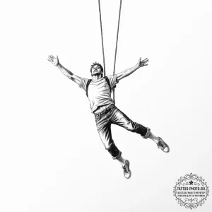 A person bungee jumping from a bridge., tatto... - эскиз тату (№1754080418_0, 01.08.2025 20:33) — tattoo-photo.ru