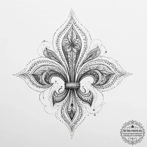 Tattoo sketch a classic 'fleur-de-lis' with a... - эскиз тату (№1754080812_0, 01.08.2025 20:40) — tattoo-photo.ru