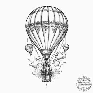 A hot air balloon festival, with dozens of co... - эскиз тату (№1754082009_0, 01.08.2025 21:00) — tattoo-photo.ru