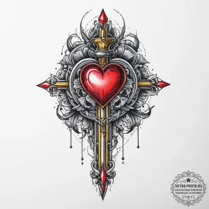 Tattoo design a scepter with a heart at its t... - эскиз тату (№1754082809_0, 01.08.2025 21:13) — tattoo-photo.ru