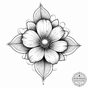 Tattoo design a single, blooming flower in a... - эскиз тату (№1754093119_0, 02.08.2025 00:05) — tattoo-photo.ru