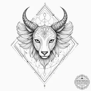 Tattoo sketch a neo-traditional zodiac animal... - эскиз тату (№1754095341_0, 02.08.2025 00:42) — tattoo-photo.ru