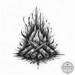 A "bonfire" from dark souls, concept art for... - эскиз тату (№1754098150_0, 02.08.2025 01:29) — tattoo-photo.ru