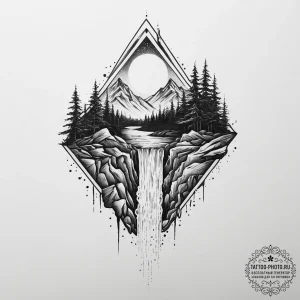 142. tattoo design: a "potok" rune integrated... - эскиз тату (№1754098559_0, 02.08.2025 01:35) — tattoo-photo.ru