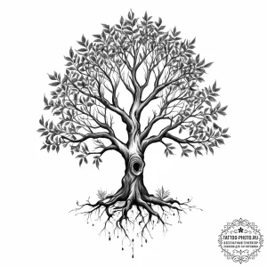 Tattoo sketch a stylized "ironwood" tree, sym... - эскиз тату (№1754099159_0, 02.08.2025 01:45) — tattoo-photo.ru
