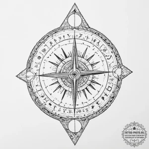 A sundial, concept art for tattoo, clean line... - эскиз тату (№1754100183_0, 02.08.2025 02:03) — tattoo-photo.ru