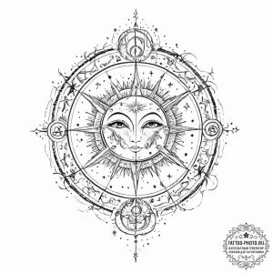 Tattoo design a zodiac glyph appearing as if... - эскиз тату (№1754102573_0, 02.08.2025 02:42) — tattoo-photo.ru