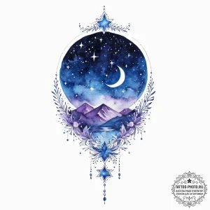 Tattoo design: a watercolor lunitsa in shades... - эскиз тату (№1754102768_0, 02.08.2025 02:46) — tattoo-photo.ru