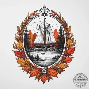 The vibrant, fiery colors of autumn foliage i... - эскиз тату (№1754103762_0, 02.08.2025 03:02) — tattoo-photo.ru