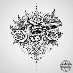 Revolver, tattoo drawing outline, black outli... - эскиз тату (№1754108098_0, 02.08.2025 04:14) — tattoo-photo.ru