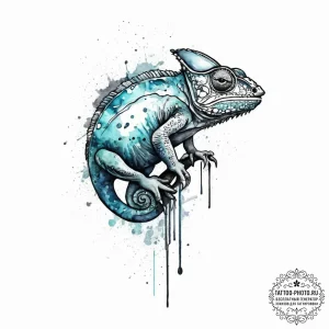 Chameleon, ink illustration for tattoo, on a... - эскиз тату (№1754108294_0, 02.08.2025 04:18) — tattoo-photo.ru