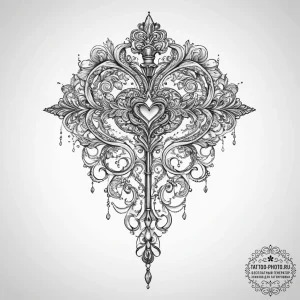 Tattoo design a scepter with a heart at its t... - эскиз тату (№1754109681_0, 02.08.2025 04:41) — tattoo-photo.ru