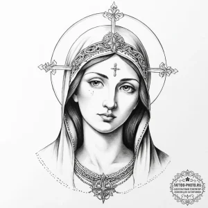 Mother of god - эскиз тату (№1754113437_0, 02.08.2025 05:43) — tattoo-photo.ru