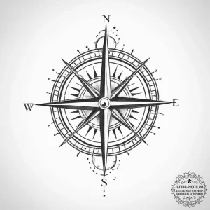 Tattoo sketch a minimalist compass with a hid... - эскиз тату (№1754231251_0, 03.08.2025 14:27) — tattoo-photo.ru
