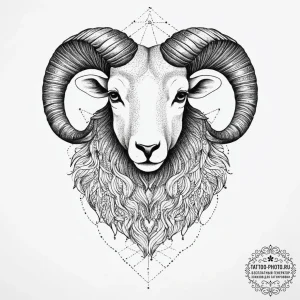 Ram, tattoo sketch design, dotwork tattoo sty... - эскиз тату (№1754231445_0, 03.08.2025 14:30) — tattoo-photo.ru