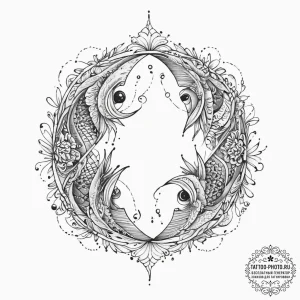 Tattoo design pisces fish, one in blackwork,... - эскиз тату (№1754234106_0, 03.08.2025 15:15) — tattoo-photo.ru