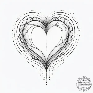 Tattoo sketch a delicate geometric heart, com... - эскиз тату (№1754235362_0, 03.08.2025 15:36) — tattoo-photo.ru