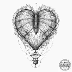 A hot air balloon made from a stitched-togeth... - эскиз тату (№1754235763_0, 03.08.2025 15:42) — tattoo-photo.ru