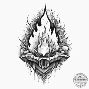 Tattoo sketch: a scene of svarog's forge, wit... - эскиз тату (№1754238602_0, 03.08.2025 16:30) — tattoo-photo.ru