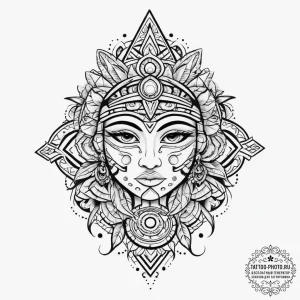 Aztec, tattoo sketch design, on a clean white... - эскиз тату (№1754239640_0, 03.08.2025 16:47) — tattoo-photo.ru