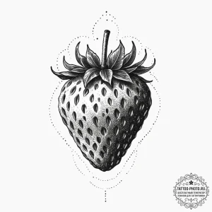 Strawberry, tattoo sketch design, sepia tone... - эскиз тату (№1754240260_0, 03.08.2025 16:57) — tattoo-photo.ru