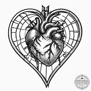 Tattoo design a stylized heart protected by a... - эскиз тату (№1754241300_0, 03.08.2025 17:15) — tattoo-photo.ru