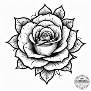 Black rose, tattoo drawing outline, black and... - эскиз тату (№1754242108_0, 03.08.2025 17:28) — tattoo-photo.ru