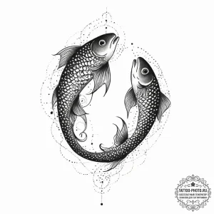 Tattoo design pisces fish in blackwork, with... - эскиз тату (№1754244364_0, 03.08.2025 18:06) — tattoo-photo.ru