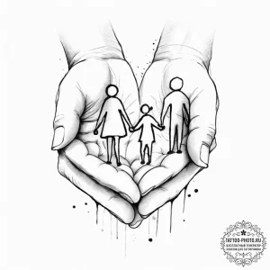Tattoo design a stylized drawing of a family... - эскиз тату (№1754245185_0, 03.08.2025 18:19) — tattoo-photo.ru