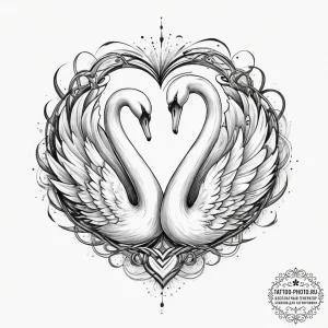 Tattoo sketch two entwined swans, representin... - эскиз тату (№1754245790_0, 03.08.2025 18:29) — tattoo-photo.ru