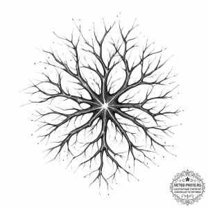 Neuron network glowing, tattoo drawing outlin... - эскиз тату (№1754246406_0, 03.08.2025 18:40) — tattoo-photo.ru
