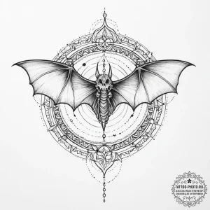 A bat skeleton, tattoo drawing outline, on a... - эскиз тату (№1754246828_0, 03.08.2025 18:47) — tattoo-photo.ru