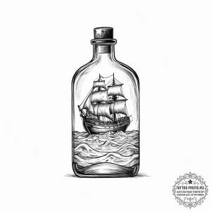 Tattoo sketch a highly detailed miniature shi... - эскиз тату (№1754247025_0, 03.08.2025 18:50) — tattoo-photo.ru