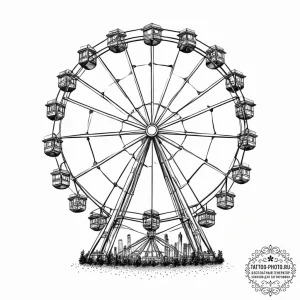 Ferris wheel, ink illustration for tattoo, bl... - эскиз тату (№1754253141_0, 03.08.2025 20:32) — tattoo-photo.ru