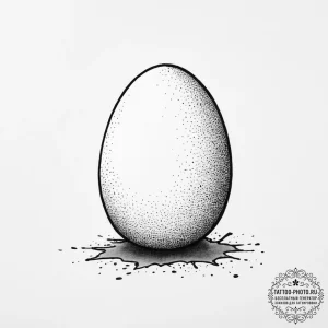 A simple, stark still life of a single egg on... - эскиз тату (№1754257402_0, 03.08.2025 21:43) — tattoo-photo.ru