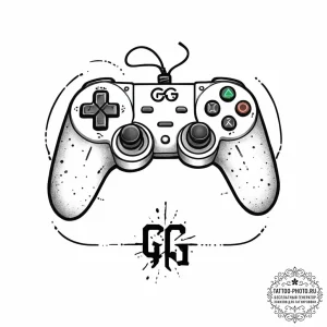 Tattoo design a gaming controller with a "gg"... - эскиз тату (№1754258017_0, 03.08.2025 21:53) — tattoo-photo.ru