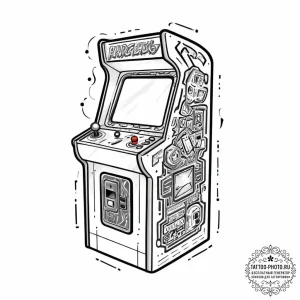 Tattoo design a classic arcade cabinet glowin... - эскиз тату (№1754258610_0, 03.08.2025 22:03) — tattoo-photo.ru