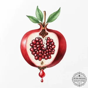 A close-up of a pomegranate's jewel-like seed... - эскиз тату (№1754259416_0, 03.08.2025 22:16) — tattoo-photo.ru