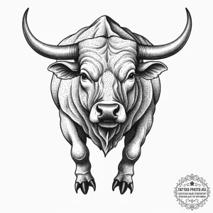 Tattoo sketch a powerful bull, snorting and p... - эскиз тату (№1754259817_0, 03.08.2025 22:23) — tattoo-photo.ru