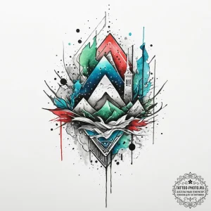 Tattoo sketch: watercolor splashes of earthy... - эскиз тату (№1754263002_0, 03.08.2025 23:16) — tattoo-photo.ru