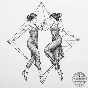 Tattoo design a pair of dancing figures in a... - эскиз тату (№1754264798_0, 03.08.2025 23:46) — tattoo-photo.ru