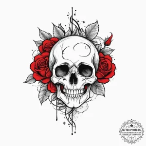 Tattoo design a flower blooming through a see... - эскиз тату (№1754265593_0, 03.08.2025 23:59) — tattoo-photo.ru