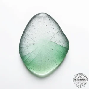 A close-up of a piece of sea glass, worn smoo... - эскиз тату (№1754307512_0, 04.08.2025 11:38) — tattoo-photo.ru