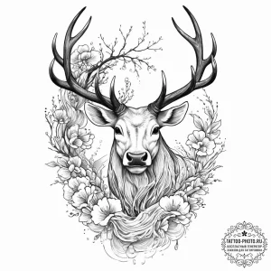 Tattoo design a powerful bull elk bugling, fo... - эскиз тату (№1754308103_0, 04.08.2025 11:48) — tattoo-photo.ru