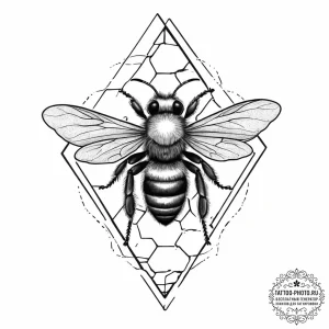 Tattoo sketch a subtle bee with a honeycomb p... - эскиз тату (№1754309295_0, 04.08.2025 12:08) — tattoo-photo.ru