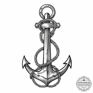 Tattoo design a sturdy anchor, symbolizing st... - эскиз тату (№1754310292_0, 04.08.2025 12:24) — tattoo-photo.ru