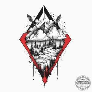 Tattoo sketch a stylized 'level up' arrow pie... - эскиз тату (№1754311888_0, 04.08.2025 12:51) — tattoo-photo.ru