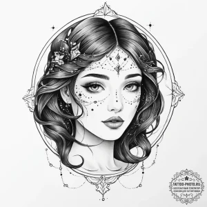 Tattoo sketch a subtle outline of a woman's f... - эскиз тату (№1754312496_0, 04.08.2025 13:01) — tattoo-photo.ru
