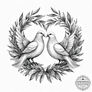 Tattoo sketch a pair of doves with intertwine... - эскиз тату (№1754313094_0, 04.08.2025 13:11) — tattoo-photo.ru